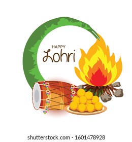 Vector illustration of a Holiday Background for Punjabi Festival Happy Lohri.