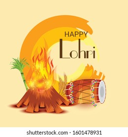 Ilustración vectorial de un fondo de Festiva para el Festival de Punjabi Happy Lohri.