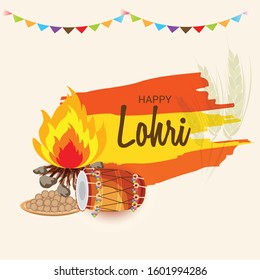 Vector illustration of a Holiday Background for Punjabi Festival Happy Lohri.
