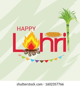 Vector illustration of a Holiday Background for Punjabi Festival Happy Lohri.