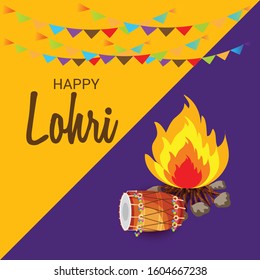Vector illustration of a Holiday Background for Punjabi Festival Happy Lohri.