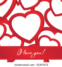 Vector illustration of holiday background with valentines red and white hearts
