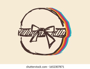 Vector Illustration of Holiday or Birthday Gift with Vintage Rainbow Style. This Is Good For Poster, Background and Shirt Design.