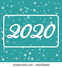 Vector illustration. Holiday card 2020. New year 2020. Blue background with bokeh and light