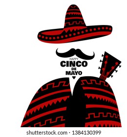 Vector illustration for the holiday of Cinco de Mayo. Design with lettering, and national elements of the holiday.
