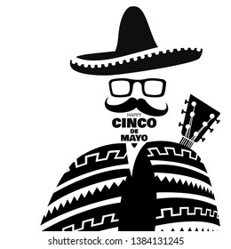 Vector illustration for the holiday of Cinco de Mayo. Design with lettering, and national elements of the holiday.
