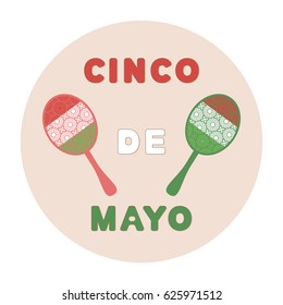 Vector illustration for the holiday Cinco de Mayo.Openwork maracas in the color of the Mexican flag.