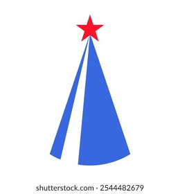 Ilustración vectorial de un sombrero de cono navideño de la colección de íconos con temas de banderas estadounidenses. Una celebración de la cultura y la identidad estadounidenses. Celebraciones del Día de la Independencia, un elemento decorativo en un