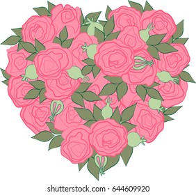 vector illustration for holiday decoration - heart of roses