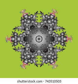Vector illustration. Holiday design for Christmas and New Year fashion prints. Green, gray and neutral colors. Christmas pattern with snowflakes abstract background.