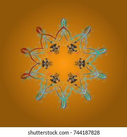 Vector illustration. Holiday design for Christmas and New Year fashion prints. Christmas pattern with snowflakes abstract background. Yellow, blue and neutral snowflakes.