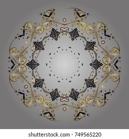 Vector illustration. Holiday design for Christmas and New Year fashion prints. Christmas pattern with snowflakes abstract background. Gray, beige and brown snowflakes.