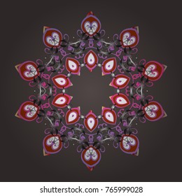 Vector illustration. Holiday design for Christmas and New Year fashion prints. Christmas pattern with snowflakes abstract background. Brown, gray and pink snowflakes.