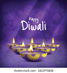 Vector Illustration of the holiday diwali. Deepavali.  Festival of lights.
