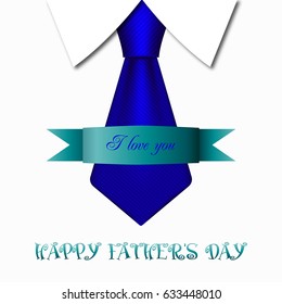 Vector illustration for the holiday Father's Day. A realistic tie with a collar shirt on a white background.