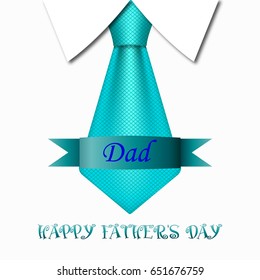 Vector illustration for the holiday Father's Day. A realistic tie with a collar shirt on a white background.
