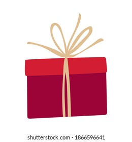 Ilustración vectorial de un envoltorio de regalo de vacaciones. Ilustración con presente, mano regalo dibujada sobre fondo blanco. Elementos de diseño gráfico para publicidad, volante, tarjeta, cartel, venta de tienda web