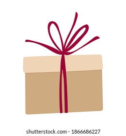 Vektorgrafik einer Feriengeschenkverpackung. Illustration mit Geschenk, Geschenkhandgezeichnet auf weißem Hintergrund. Grafikdesign-Elemente für Werbung, Flyer, Karte, Poster, Webshop-Verkauf