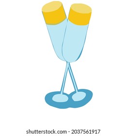 Vector Illustration holiday glasses.Two glasses of champagne, isolated on white background.