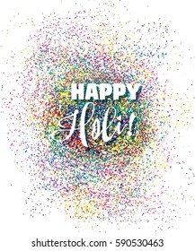 Vector illustration for the holiday of Holi on a white background with a colored spray