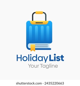 Vector Illustration for Holiday List Logo: A Design Template Merging Concepts of a Book and Suitcase Shape