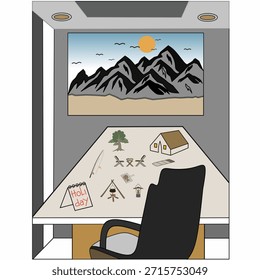 Vektorgrafik des Urlaubs im Bürobereich