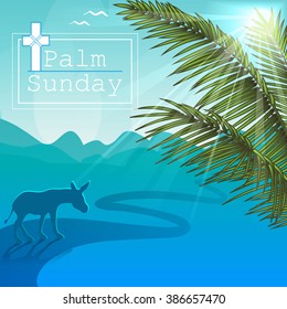 Vector Illustration For The Holiday Palm Sunday.  Easter Celebration.  Easter Sunday.