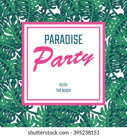 Vector Illustration of Holiday Party Beach Resort for Design, Website, Background, Banner. Palm and tropical Plants Element Template. Sketch and Hand Drawn Style