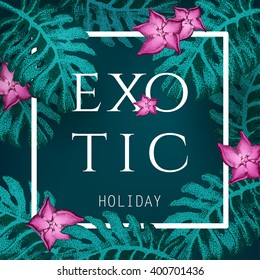 Vector Illustration of Holiday Party Beach Resort for Design, Website, Background, Banner. Palm and tropical Plants Element Template. Sketch and Hand Drawn Style
