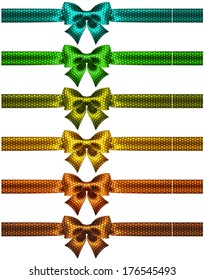 Vector illustration - holiday polka dot bow-knots with ribbons. Created with gradient mesh and blending modes.