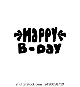Ilustración vectorial de una cita de vacaciones en un fondo blanco aislado. Letras manuscritas Feliz cumpleaños.
