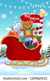 A Vector Illustration Of Holiday Season Toy Drive 