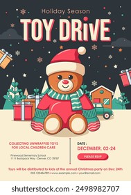 A vector illustration of Holiday Season Toy Drive Poster