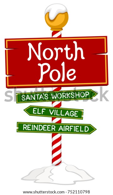 Vector Illustration Holiday Sign North Pole Stock Vector (Royalty Free ...