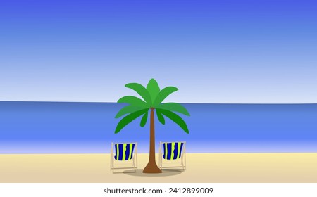 vector illustration of a holiday spot by the blue beach