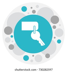 Vector Illustration Of Holiday Symbol On Room Key Icon. Premium Quality Isolated Entrance Element In Trendy Flat Style.