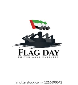 vector illustration. holiday UAE. United Arab Emirates flag day graphic design. translation from Arabic: flag day