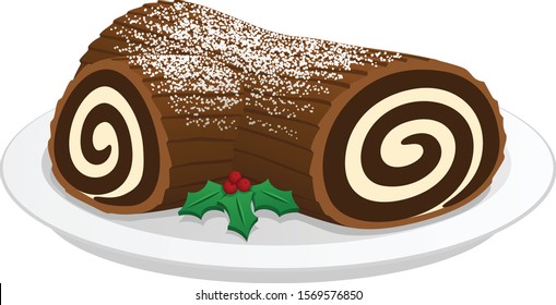 Vector illustration of a holiday yule log dessert.