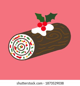 vector illustration of a holiday yule log