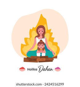 Vector Illustration of Holika Dahan. Holi festival.