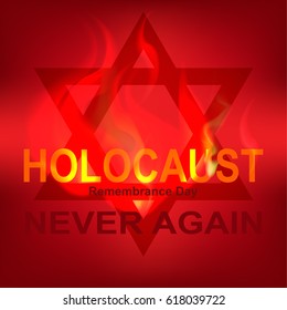 Vector illustration Holocaust Remembrance Day, Concentration Camps, Repressions against the Jewish people, fire, never again