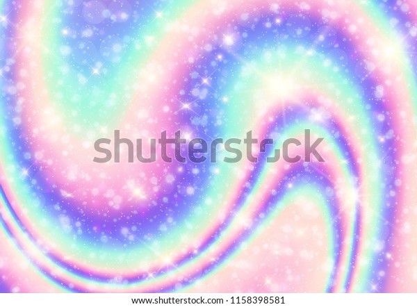 Vector Illustration Holographic Galaxy Background Pastel Stock