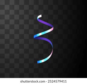 Vector illustration of a holographic rainbow colored confetti ribbon to create a fun atmosphere for a birthday party or carnival on a transparent background.