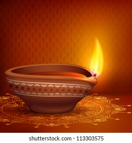 vector illustration of holy diya for Diwali festival