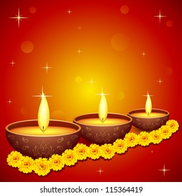 vector illustration of holy diya for Diwali festival