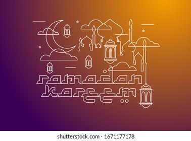 vector illustration holy night ramadan. Muslim holiday Lent Ramadan Kareem. vector design background. Translation from Arabic: Generous Ramadan