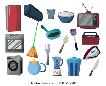 Vector, Ilustración, Aparatos Domésticos desde Herramientas Tecnológicas, Herramientas Electrónicas, hasta Herramientas de Cocina