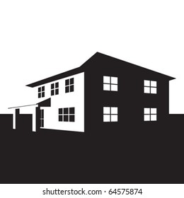 Vector illustration of home in black and white color