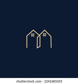 Vector Illustration of Home Building Logo. With Minimalist Outline Style. Perfect for Business dan Real Estate
