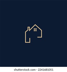 Vector Illustration of Home Building Logo. With Minimalist Outline Style. Perfect for Business dan Real Estate